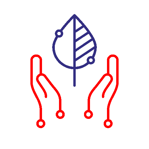 Animated hand with a leaf